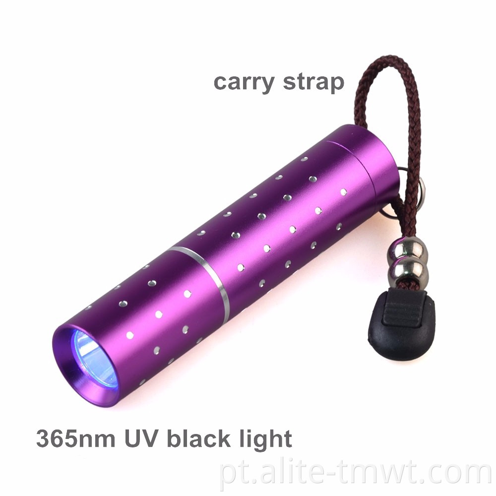 Mini lanterna de bolso tocha luz preta LED Purple Light 365nm UV lâmpada